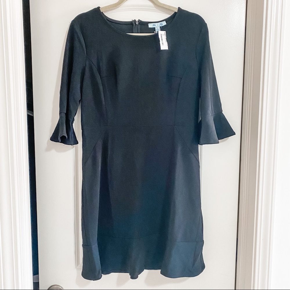 SHE + SKY Black Ruffle Sleeve Dress